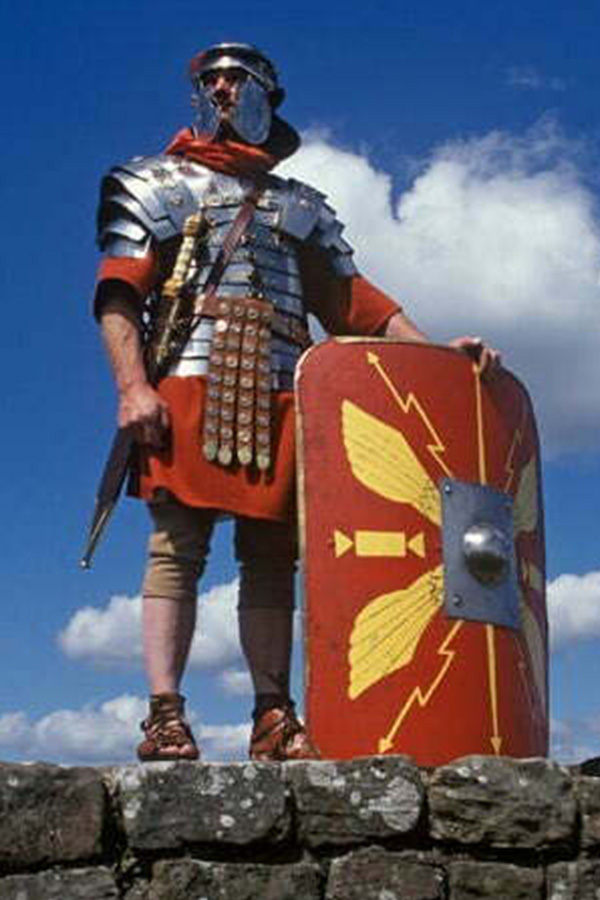Roman soldier standing on Hadrian's wall