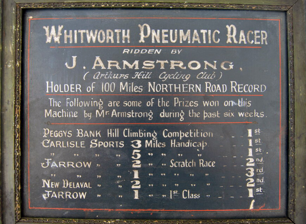 Joseph Armstrong's results plaque from the late 1800's