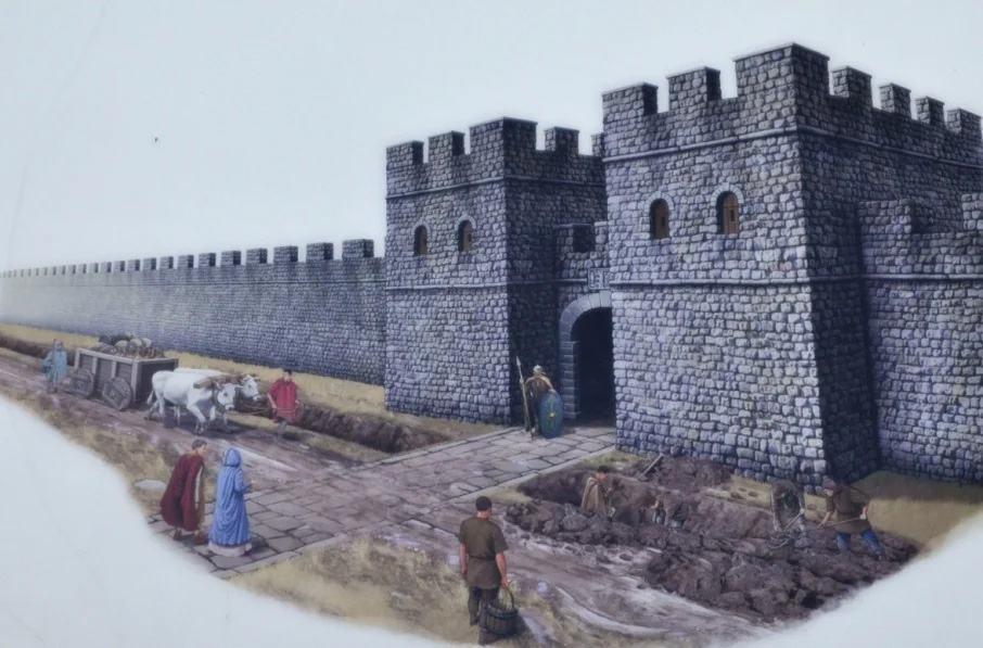 artists impression of a section of the original Hadrian's Wall