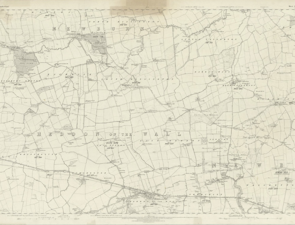 map image of Newburn, Heddon on the Wall, Throckley, Walbottle, 1865