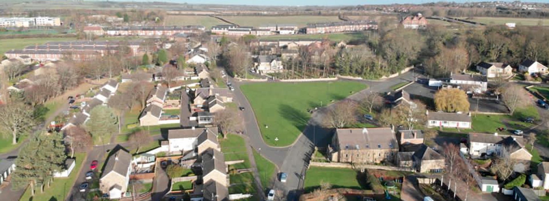 aerial view of Walbottle Village in spring
